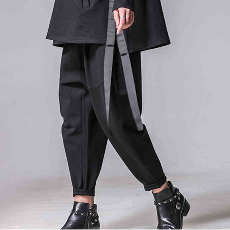 XITAO Plus Size Women Autumn Winter Pants Personality Elastic Waist Black Harem Casual Spliced Trousers XWW3091 211115