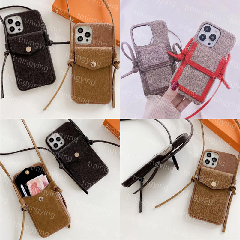 Top Leather Designer Phone Cases For iPhone 13 Pro Max 12 11 Xs XR X 8 7 Plus Fashion Print Back Cover Luxury Cellphone Shell Card Holder Pocket Wallet Case With box, #2- brown flowers l