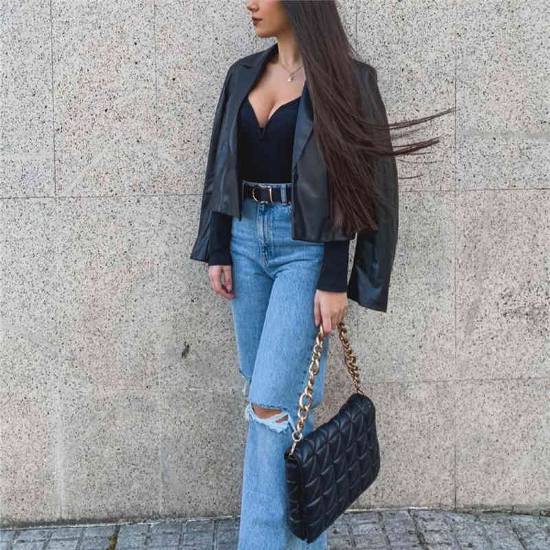 PUWD Sexy Woman V Neck Slim Knitted Bodysuits Spring Fashion Ladies Long Sleeve Bodysuit Female Basic 210522