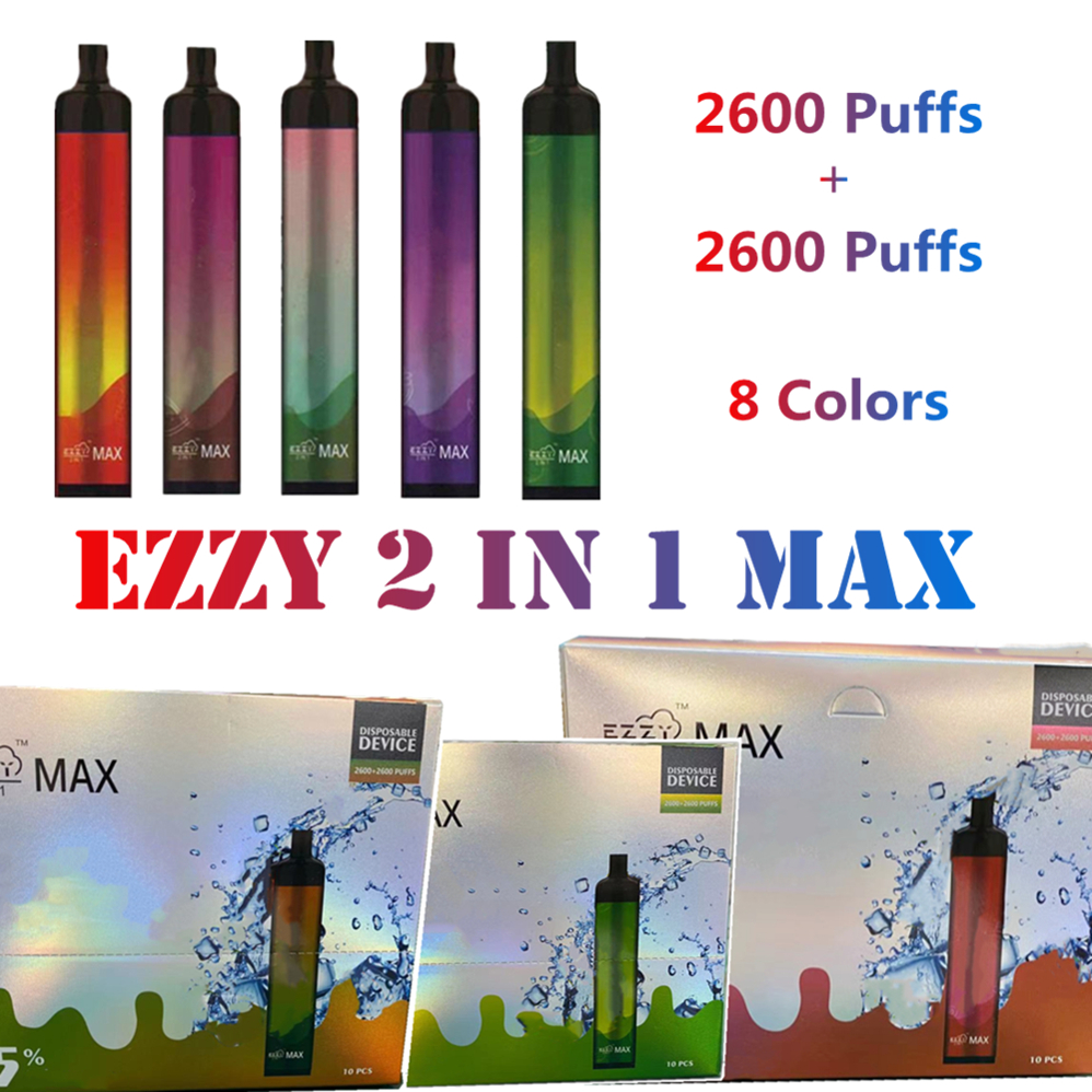 EZZY 2 In 1 Max E Cigarettes Disposable Device 2600+2600 Puffs 5 ML Pre-Filled 650mAh Chargable Battery Starter Kit Vaporizer
EZZY 2 In 1 Max E Cigarettes Disposable Device 2600+2600 Puffs 5 ML Pre-Filled 650mAh Chargable Battery Starter Kit Vaporizer