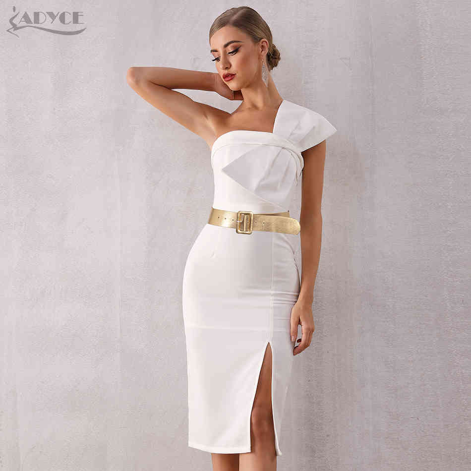Summer Elegant White Women Celebrity Evening Party Dress Vestido Sexy Strapless Sleeveless Bow Midi Club Dresses 210423