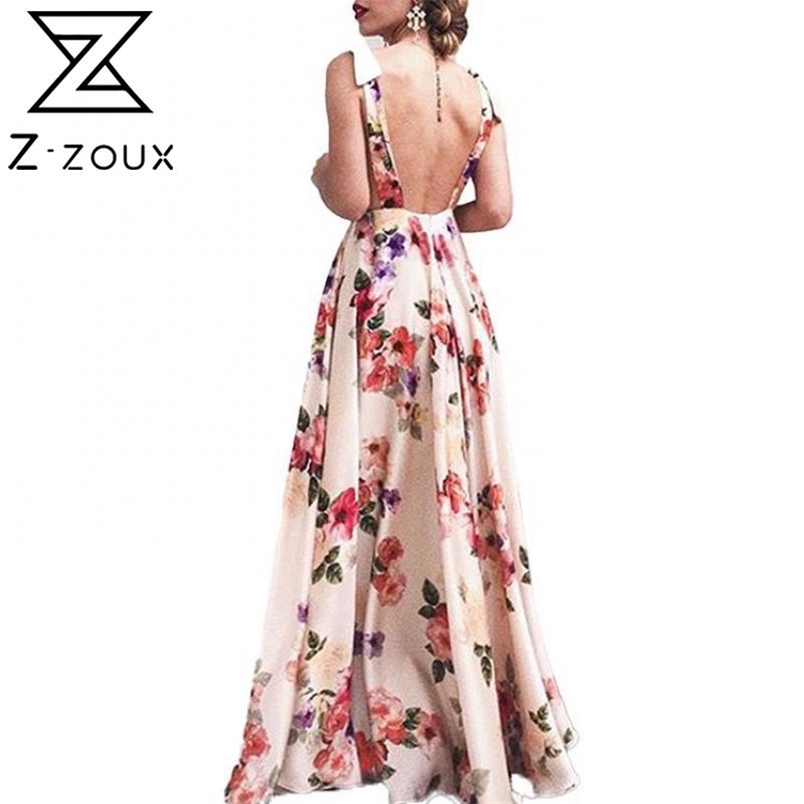 Women Dress V-neck Sleeveless Bohemian Dresses For Plus Size Long Vintage Flowers Beach Summer Fashion 210513