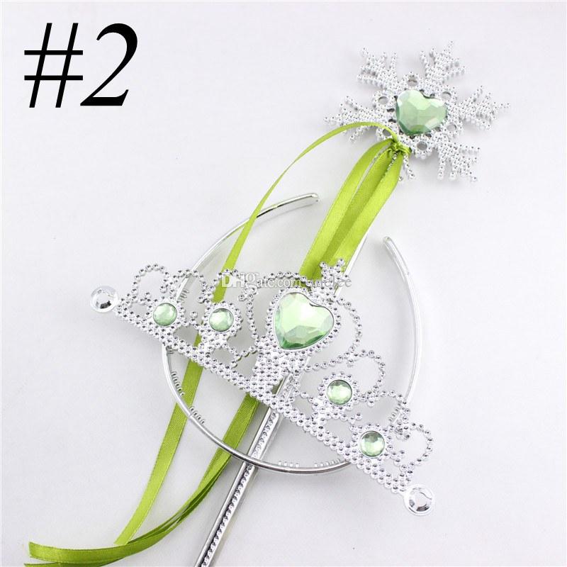 Snowflake ribbon wands crown 2pc set fairy wand girl Christmas party snowflake gem sticks magic wands headband princess crown tiara