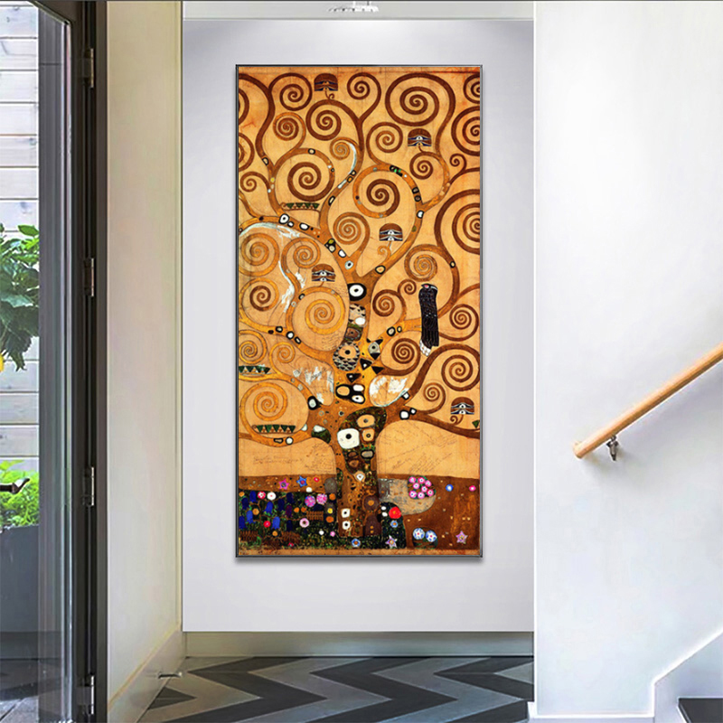 Gustav Klimt Kiss Life Tree Posters And Prints Wall Art Canvas Painting Picture For Living Room Hallway Home Decor
