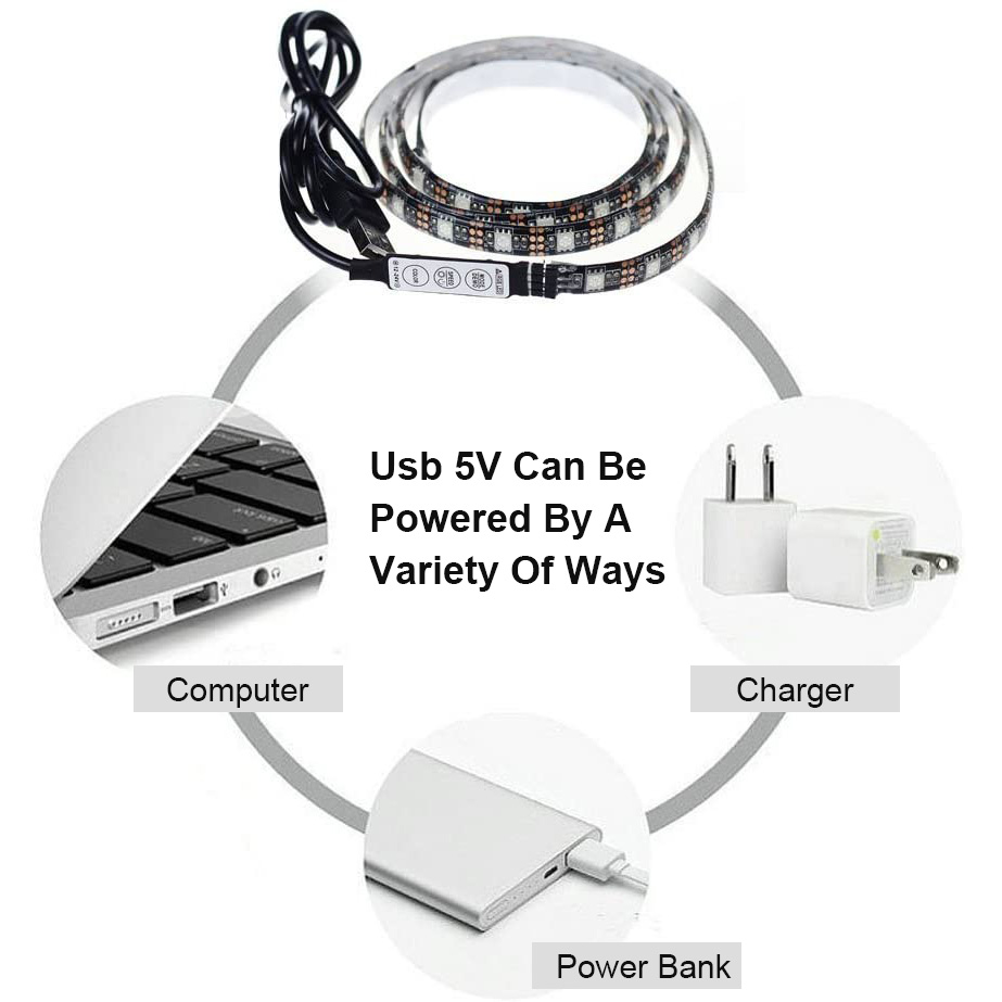 USB LED Strip Light SMD 5050 Colorful DC 5V Flexible RGB Lights Ribbon Bluetooth TV Background Lighting