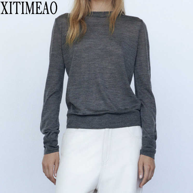 ZA Autumn Winter Women O Neck Sweaters Pullovers Warm Minimalist Korean Solid Knit Shirt Lady Chic Tops 210602, Blackish green
ZA Autumn Winter Women O Neck Sweaters Pullovers Warm Minimalist Korean Solid Knit Shirt Lady Chic Tops 210602, Blackish green