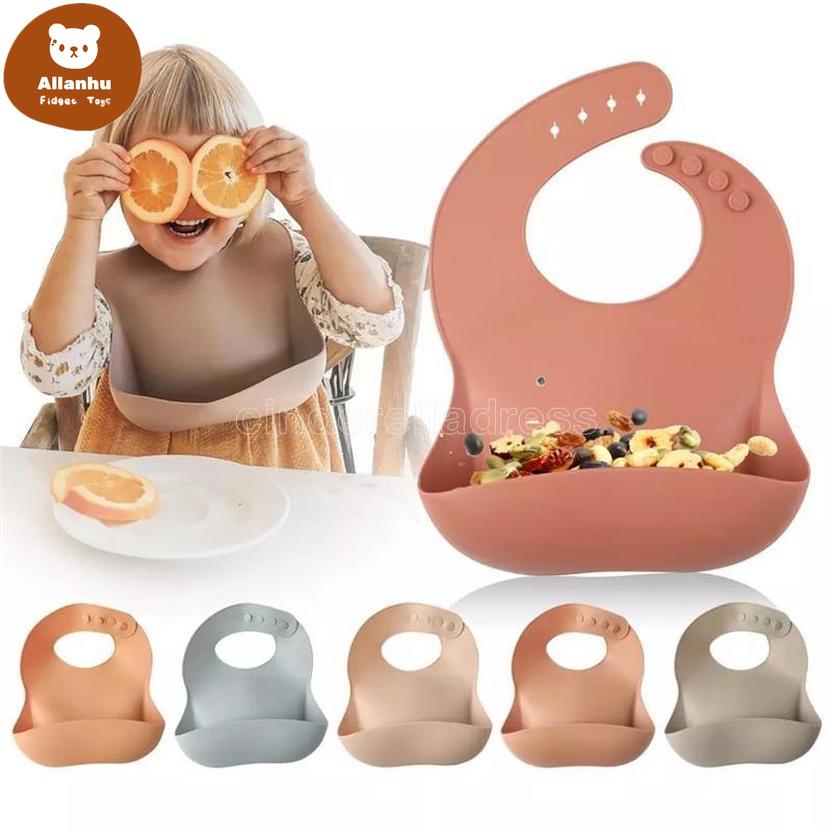 1pc Silicone Bibs For Kids Newborn Baby Feeding Tableware Waterproff Baby Bibs For Toddler Breakfast Feedings CY07 ge