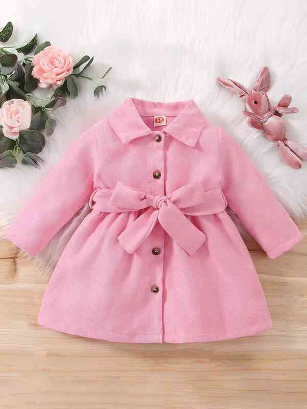 Baby Button Front Belted Corduroy Coat SHE