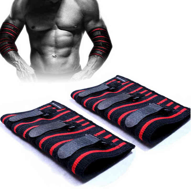 Adjustable Elbow Sleeve Brace Compression Support for Weightlifting Bodybuilding Bench Press Elbow Pad Protector 1 Pair 220208