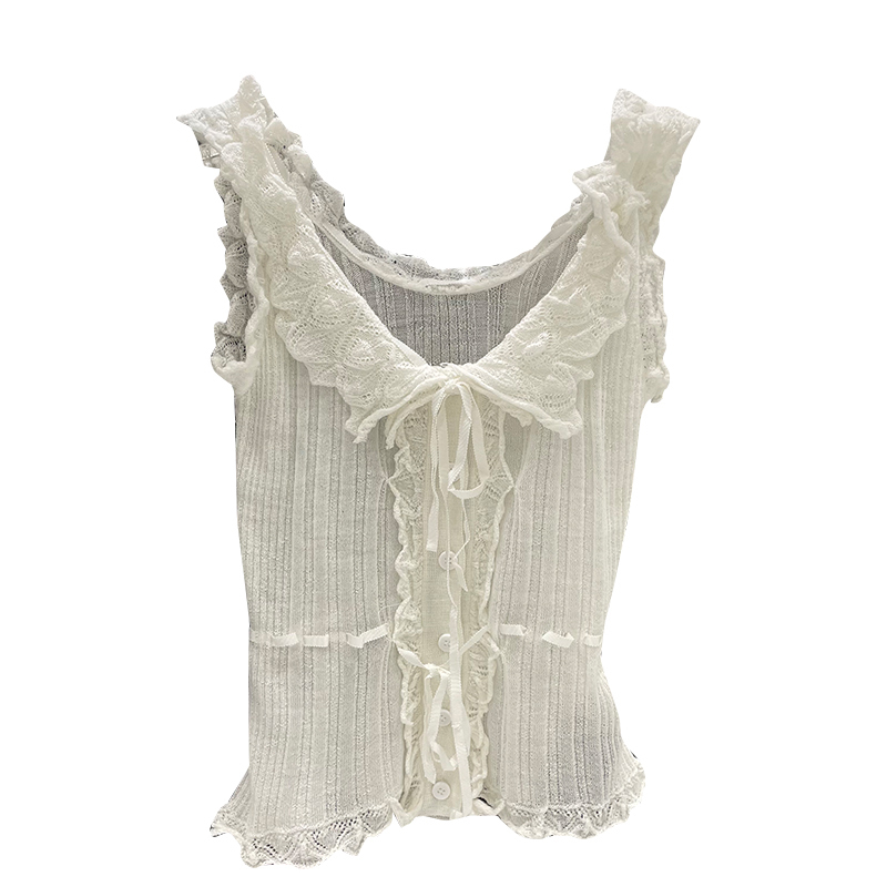 Black Lace Up Bowknot Vests For Women V Neck Sleeveless Casual Slim Tank Tops Female Summer Fashion Clothing 210524