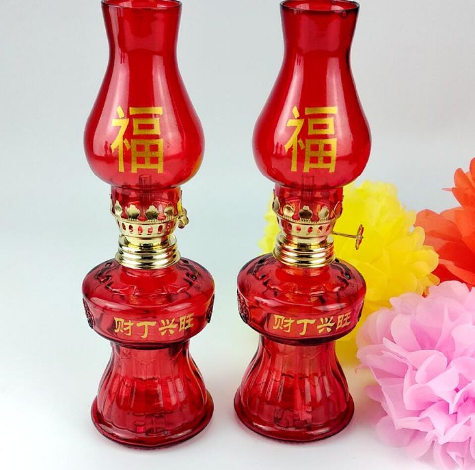 Glass Kerosene lamp Oil lamps Retro Transparent Desktop Home Emergency lamp Outdoor Windproof Glass Camping Tent lamps 2Pcs