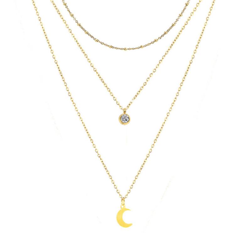 Pendant Necklaces Stainless Steel Crescent Necklace For Women Rhinestone Bohemia Metal Multi-Layer Chain Gold/Sliver Color
Pendant Necklaces Stainless Steel Crescent Necklace For Women Rhinestone Bohemia Metal Multi-Layer Chain Gold/Sliver Color
