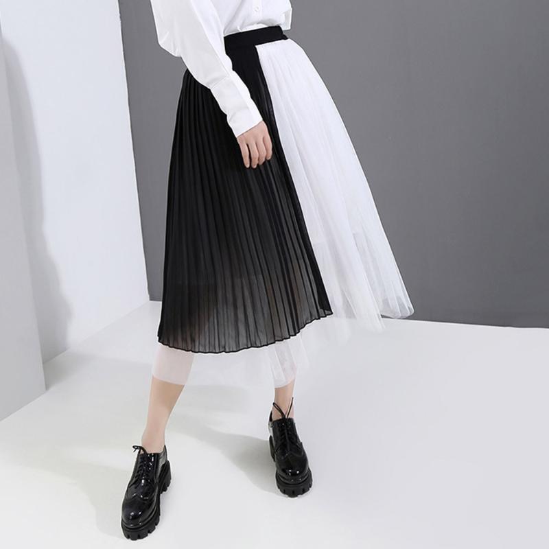 Skirts Simple Design High Waist Mesh Pleated Skirt Fashion Korean Style Color Block Black White Women Office Ladies Midi Summer
Skirts Simple Design High Waist Mesh Pleated Skirt Fashion Korean Style Color Block Black White Women Office Ladies Midi Summer