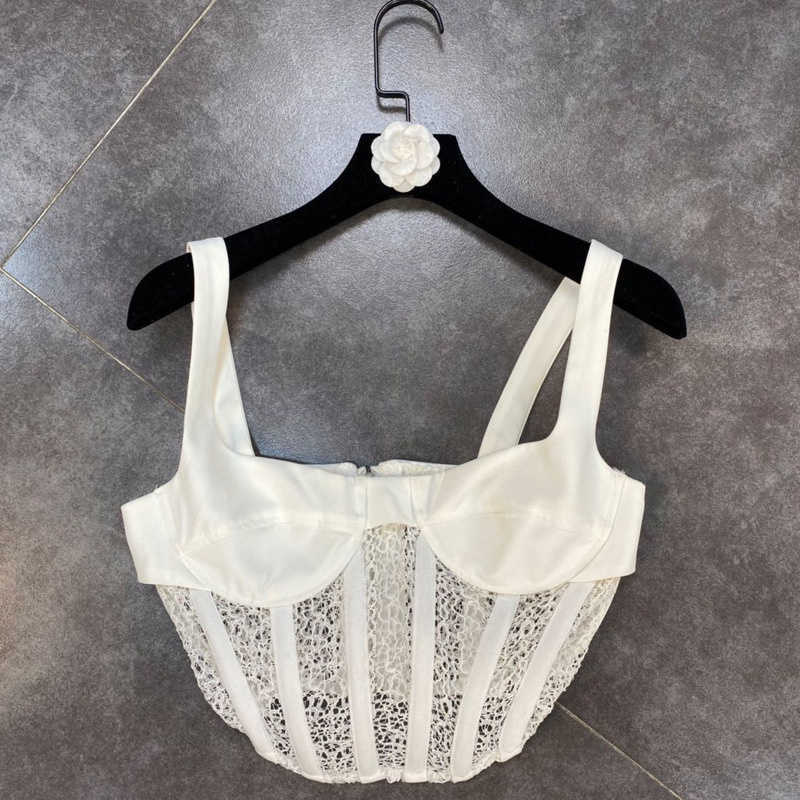 DEAT Spring Arrivals Solid Color Stitching Lace Mesh Fishbone Waist Sling Vest MZ620 210709, Black
DEAT Spring Arrivals Solid Color Stitching Lace Mesh Fishbone Waist Sling Vest MZ620 210709, Black