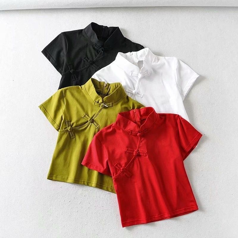 t shirt 2021 spring fashion pullover stand collar short sleeve buckle cheongsam slim fit women's, White
t shirt 2021 spring fashion pullover stand collar short sleeve buckle cheongsam slim fit women's, White