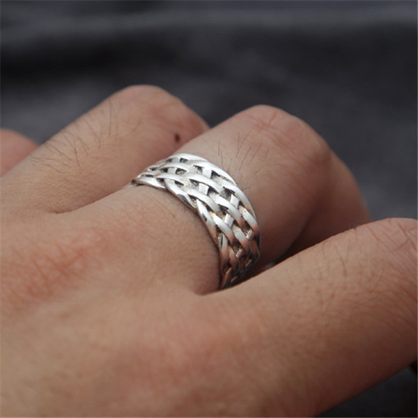 High quality 925 sterling silver braided band rings American Europe antique handmade designer punk gothic Luxury jewelry accessories gifts
