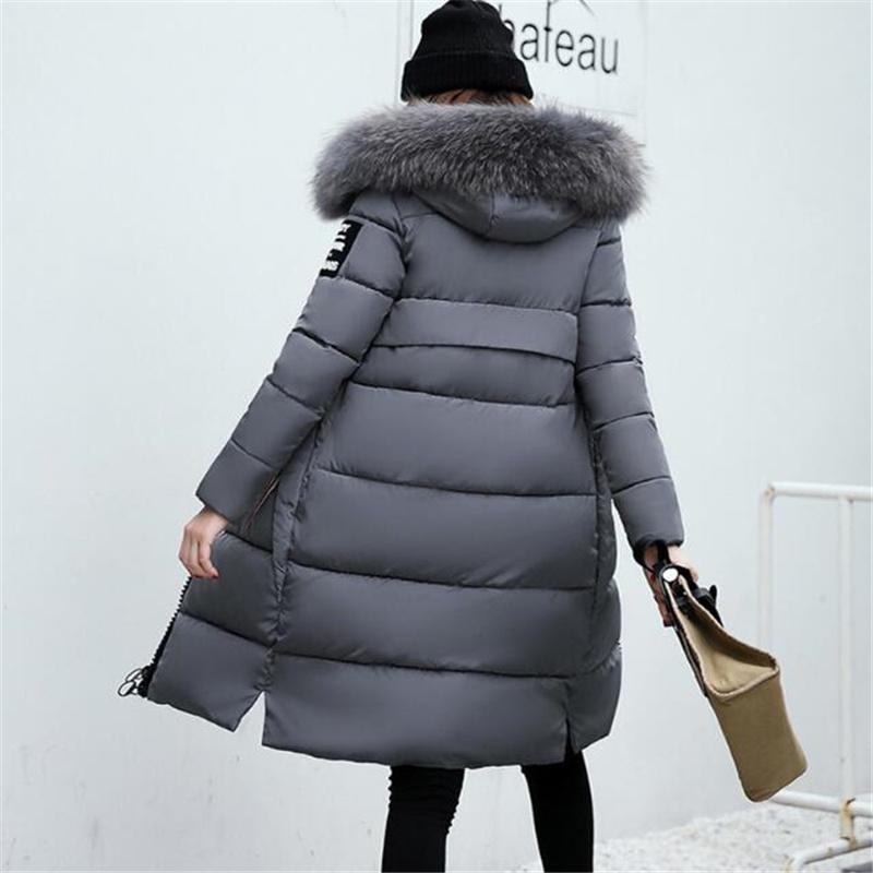 Women's Down & Parkas Winter Cotton Coats Fur Collar Long Parka Warm Slim Zipper Coat Woman Puffer Jacket Oversized Padded Outwear Women