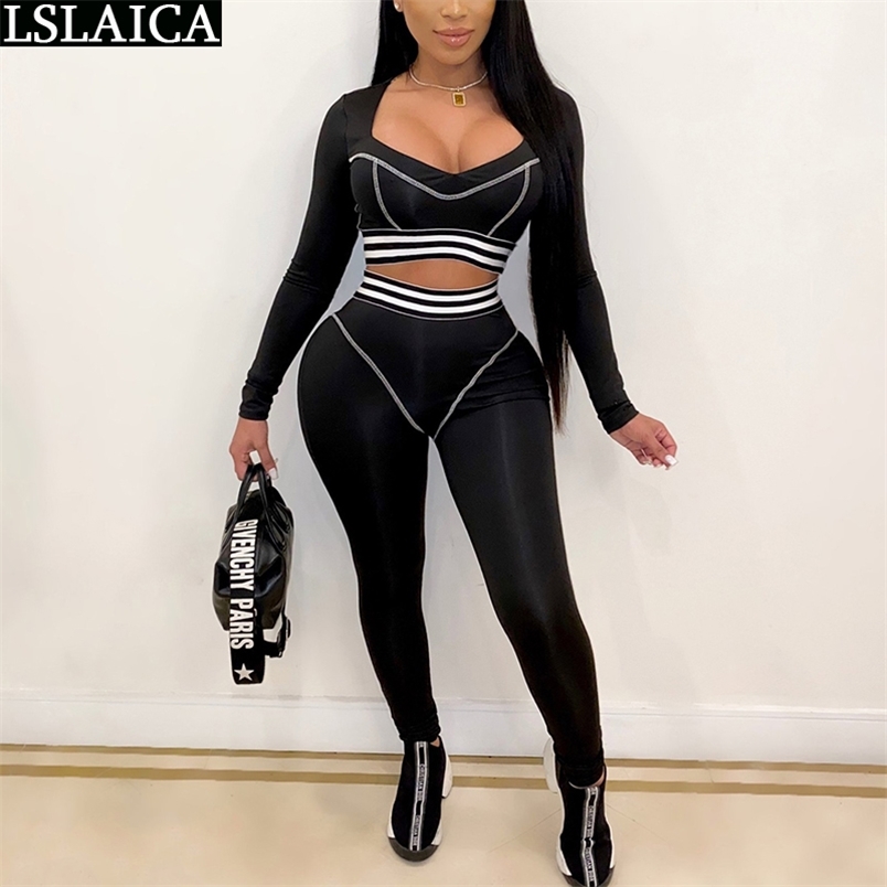 2 Piece Outfits for Women Pants and Top Fashion Autumn Crop Tops Skinny Sets Casual Sweat Suits Sexy Lounge Wear Plus Size 210515