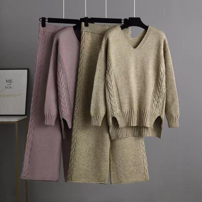 Women's Two Piece Pants Winter Solid V-neck Twist Knitted Suit Casual Two-Piece Set Sweater High Waist Autumn Female Outfit 5 Colors, Black
Women's Two Piece Pants Winter Solid V-neck Twist Knitted Suit Casual Two-Piece Set Sweater High Waist Autumn Female Outfit 5 Colors, Black