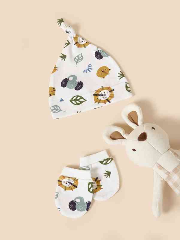 Baby Cartoon Graphic Hat & 1pair Gloves SHE01