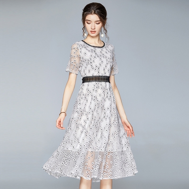 Top Quality Lace Dress Summer Women Beautiful Flowers Print Black Long Midi Party 210525
Top Quality Lace Dress Summer Women Beautiful Flowers Print Black Long Midi Party 210525