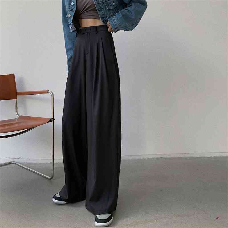Nomikuma Black Work Wear Suit Pants Korean High Waist Long Women Trousers Autumn New Wide Leg Pants Pantalones Mujer 6C524 210427