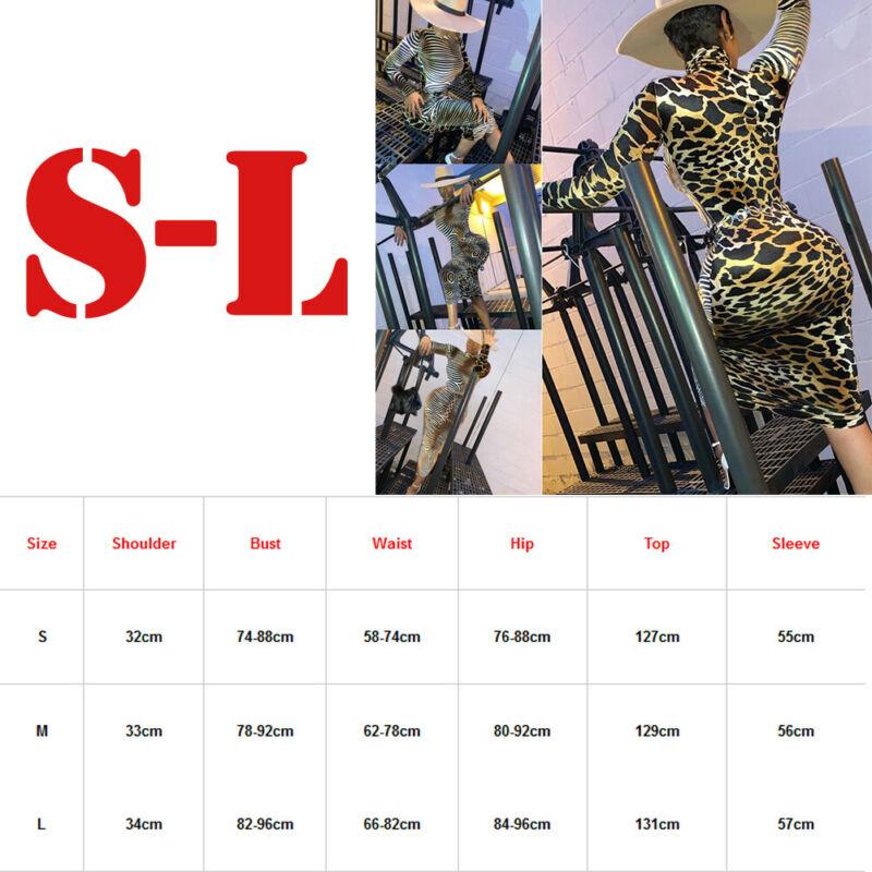 Fashion Bodycon Dress Women's Long Sleeve Sexy Ladies High Neck Party Slim Fitness Leopard Printed Dresses Casual