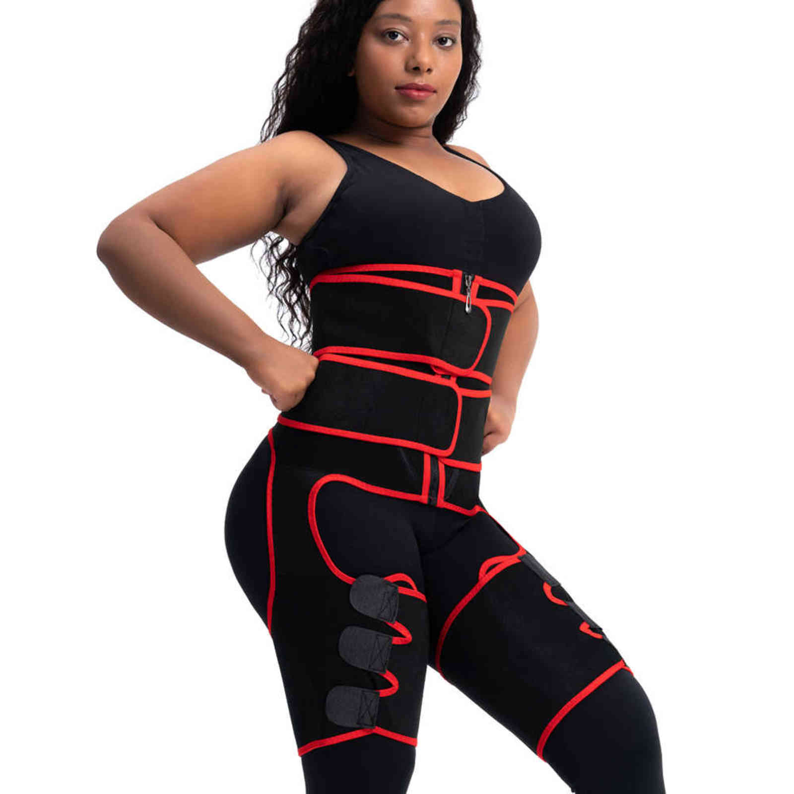 CXZD 3 in 1 Neoprene Belly Belt Thigh Trimmer Leg Shapers Body Shape Waist Trainer Butt Lifter Shapewear Women Weight Loss 211112