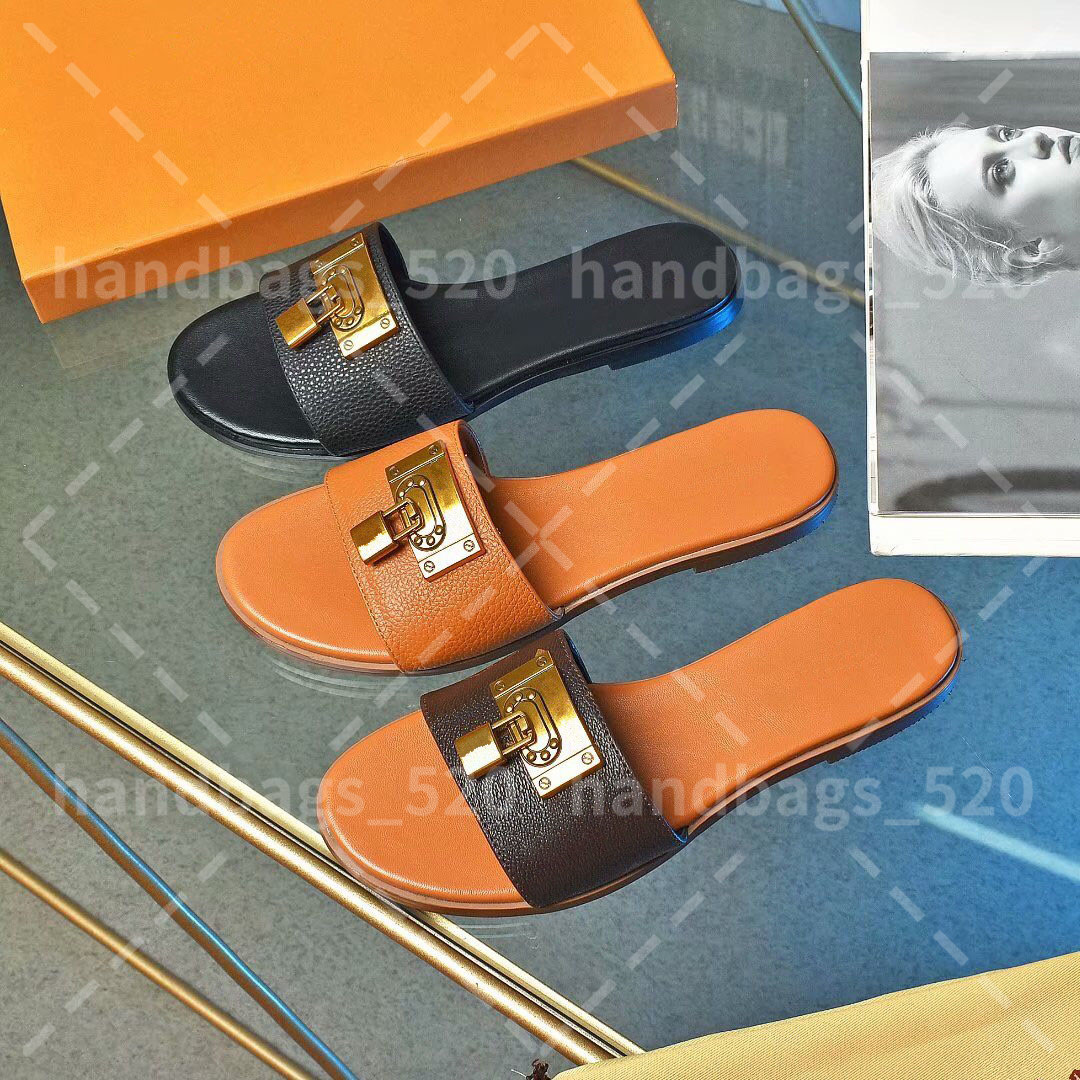 Women Leather Sandals Luxurys Designers Summer Slippers Ladies Flat Beach Metal Button Printing Casual Woman shoes, 2-solid
Women Leather Sandals Luxurys Designers Summer Slippers Ladies Flat Beach Metal Button Printing Casual Woman shoes, 2-solid