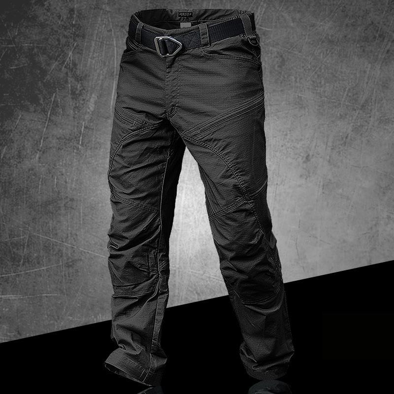 Summer Waterproof Tactical Jogger Pants For Men, Casual Cotton Cargo Trousers In Army Black B4