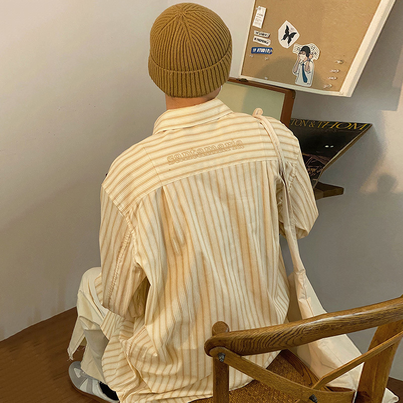 IEFB Men's Oversized Shirt Long Sleeve Spring Striped Long Sleeve Casual Blouse Camisa Masculina Fashion Tops 9Y6198 210524