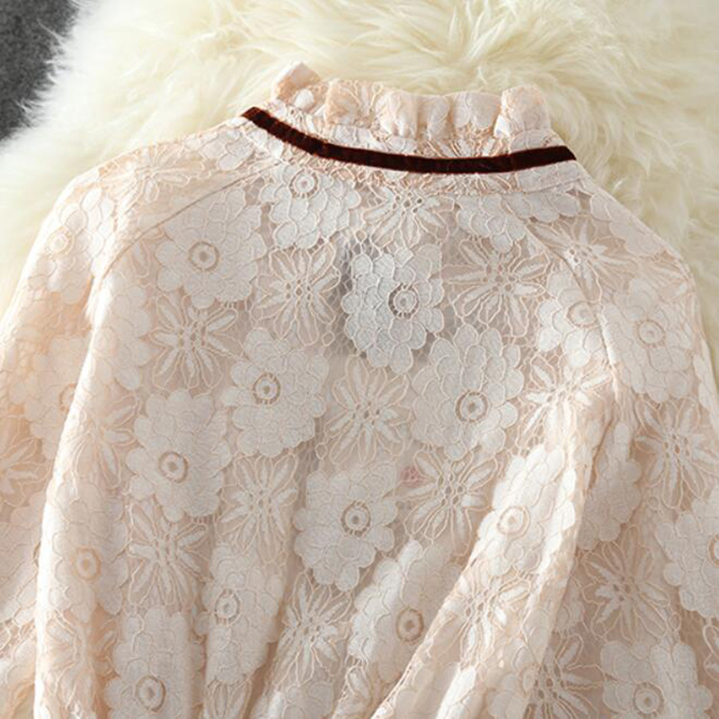 Women Spring Lace Dress Vintage Lotus Leaf Collar Elegant Party Midi Dresses Vestidos Long Sleeve Bottoming Dress 210521