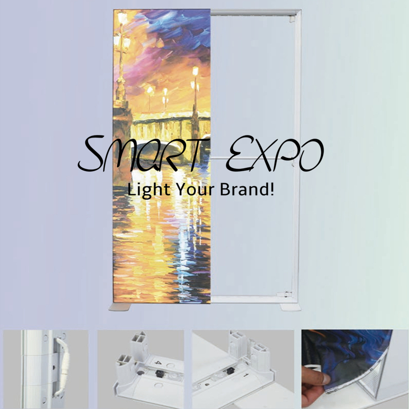 Vivid Illuminated Wall Advertising Display for Event Promotion with Frame Kits Custom Print Carry Bag