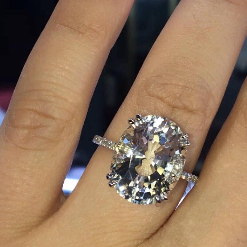 Origin Natural 3 S Moissanite Gemstone Real 14 K White Gold Jewelry Ring For Women Classic Oval Shape Bizuteria Female Cluster Rings