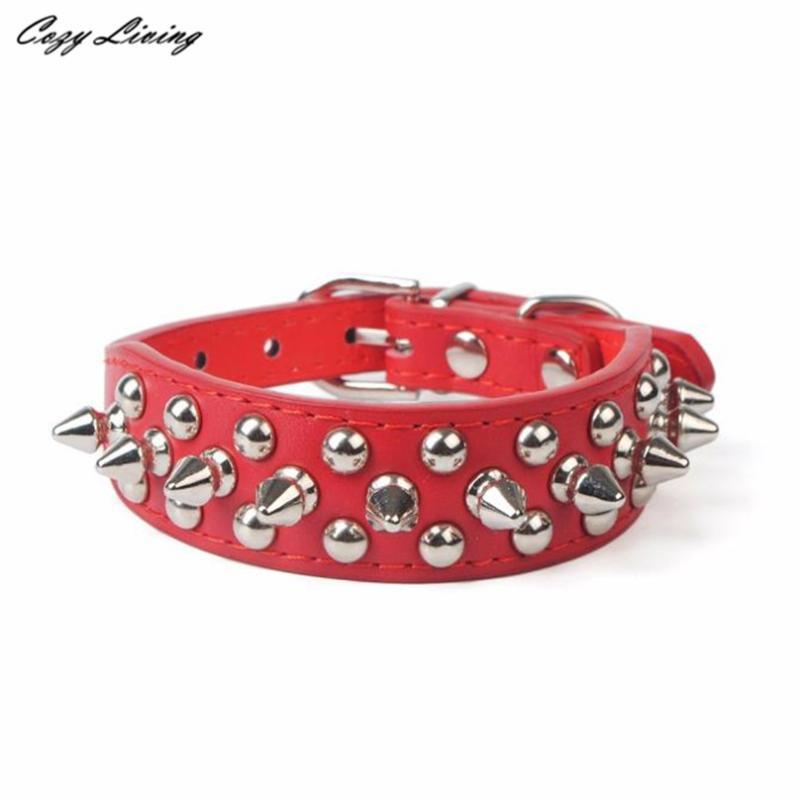 Dog Collars & Leashes Pet Pu Leather XXS-L Adjustable Rivet Spiked Studded Puppy Collar Neck Strap Cool 30D16