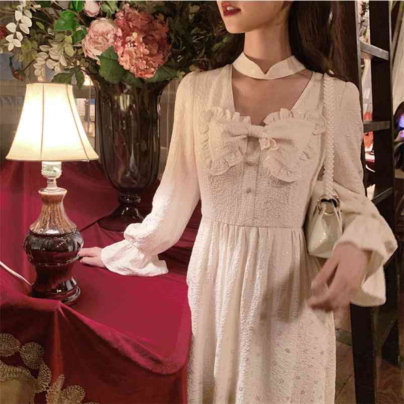 French Fairy Dress Autumn Japanese Soft Girl Cute Bow Ruffled Missy Retro Victorian Medieval Princess 210519, Beige
French Fairy Dress Autumn Japanese Soft Girl Cute Bow Ruffled Missy Retro Victorian Medieval Princess 210519, Beige