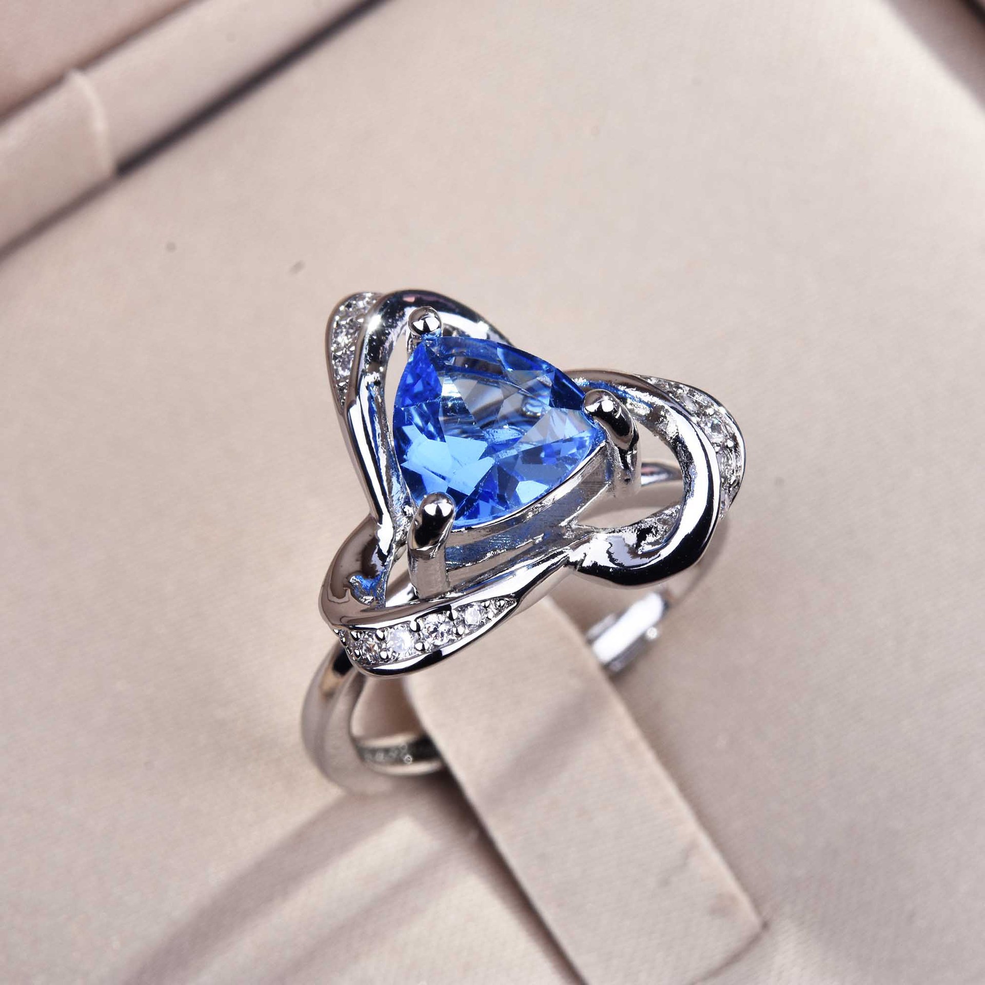 Real 925 Sterling Silver Ring for Women Wedding Engagement Gift Bule Gemstone Fine Jewelry 925 Original Topaz Wedding Rings