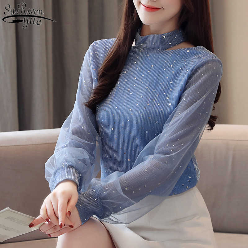Fashion Woman Shirt Solid Lace Top Chiffon Blouse Autumn Long Sleeve Blusas Polka Dot Office Lady Clothes with Bow 10531 210527, Blue
Fashion Woman Shirt Solid Lace Top Chiffon Blouse Autumn Long Sleeve Blusas Polka Dot Office Lady Clothes with Bow 10531 210527, Blue
