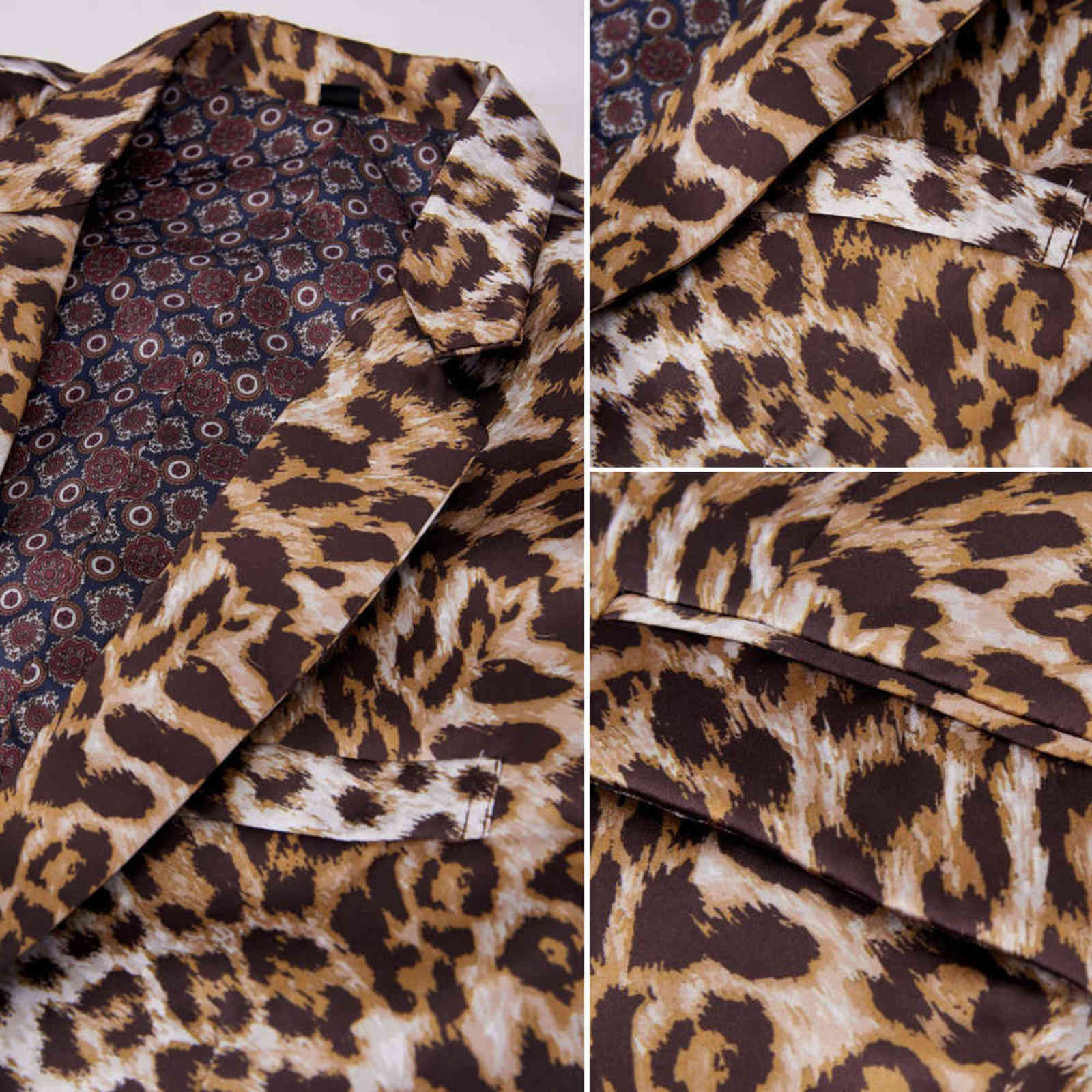 Spring High Quality Leopard Print Wedding Suits Men's Casual Men's Dress Suits Business Suits Blazers Two piece set coat+Pants 211120