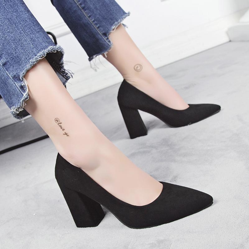Dress Shoes Black High Heels 2021 Spring And Autumn All-match Work Female Korean Pointed Shallow Mouth Suede Thick Heel, 5cm
Dress Shoes Black High Heels 2021 Spring And Autumn All-match Work Female Korean Pointed Shallow Mouth Suede Thick Heel, 5cm