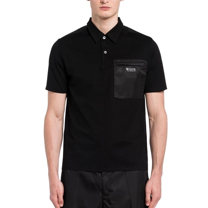 Leo PRD - zipper pocket mercerized cotton casual polo shirt, White;black