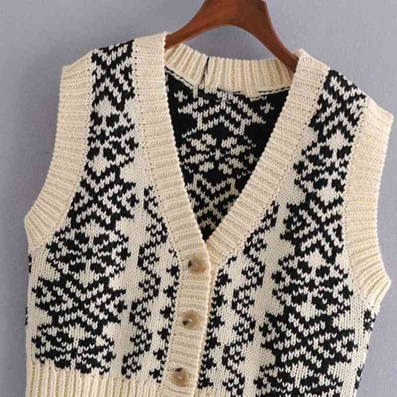 Vintage Woman Beige Embroidery Knitted Vest Spring Fashion Ladies Soft Sleeveless Cardigan Girls Casual Tank 210515