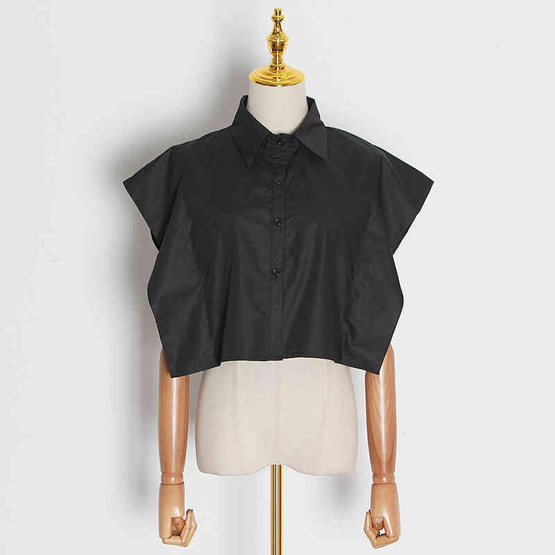 Casual Women Blouse Lapel Collar Butterfly Short Sleeve Loose Elegant Shirt For Female Fashion Clothing Spring 210524