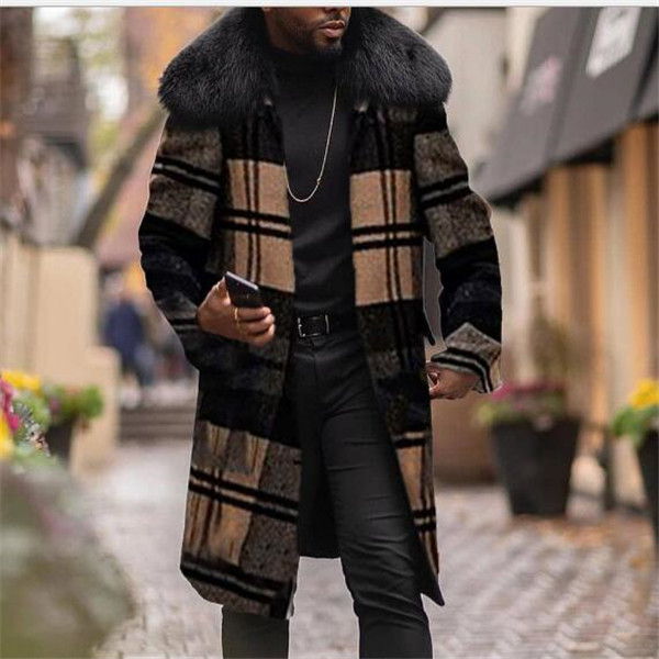 European and American cross-border autumn winter men's loose coat new style plaid long-sleeved fur collar jacket coats clothes jackets outerwear, Picture color
European and American cross-border autumn winter men's loose coat new style plaid long-sleeved fur collar jacket coats clothes jackets outerwear, Picture color
