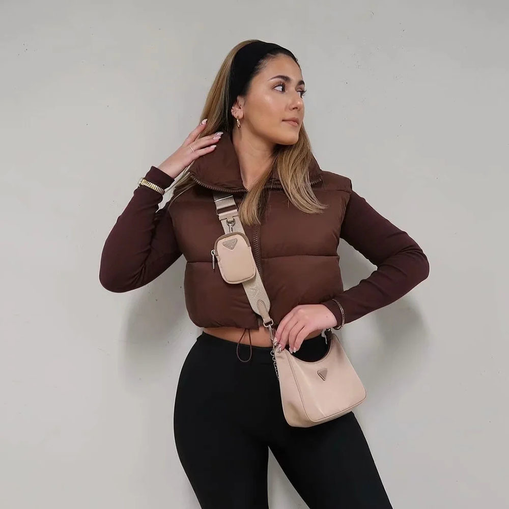 BBWM Fashion Autumn Stand Collar Cotton Vests Women Elegant Solid Simple Zipper Coats Women Casual High Waisted Vests Ladies 210520