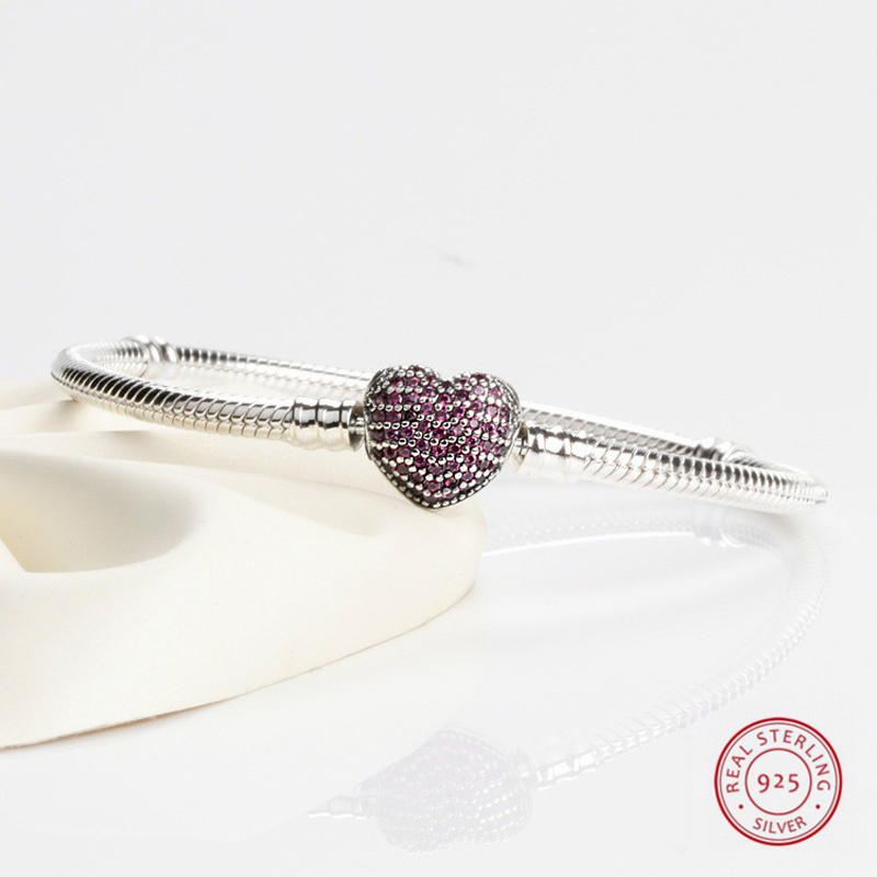 925 Sterling Silver snake chain Bracelet & Bangles for womens925 purple crystal heart bracelet Original silver 925 Jewelry
925 Sterling Silver snake chain Bracelet & Bangles for womens925 purple crystal heart bracelet Original silver 925 Jewelry