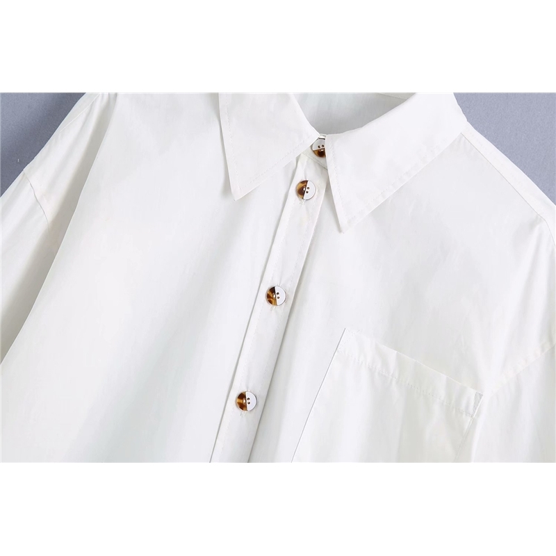 Elegant Women White Turn Down Collar Shirts Fashion Ladies Button Tops Streetwear Female Chic Cotton Loose Blouses 210527