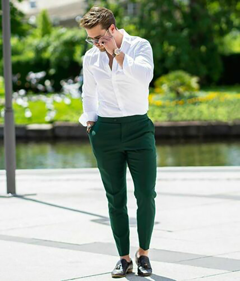 Green Classic Groom Wedding Tuxedos Mens Groommen Party Prom Pants Suits Business Work Wear Outfit 2 Pieces