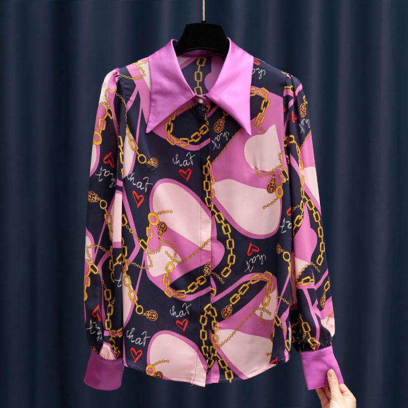 2021 Autumn Fashion design women' turn down collar long sleeve chains print pattern chiffon blouse shirt plus size SMLXLXXL, Red
2021 Autumn Fashion design women' turn down collar long sleeve chains print pattern chiffon blouse shirt plus size SMLXLXXL, Red