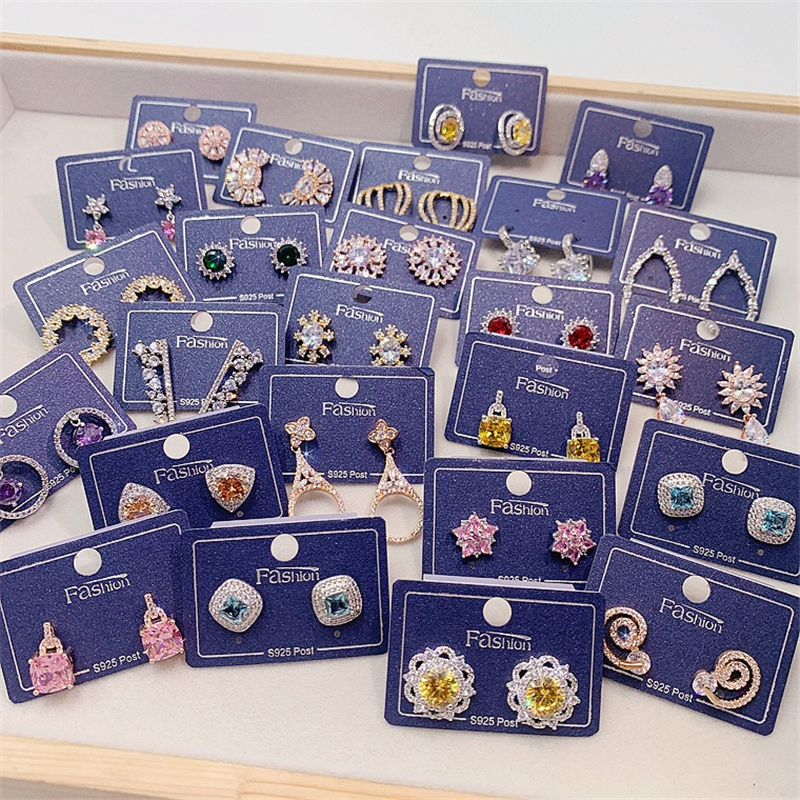 Fashion Zircon Ear studs For Women Korean 925 Silver Needle Sweet Flower Geometric Earring 2021 New Trend Rhinestone Crystal Jewelry